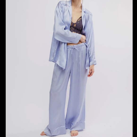 NWT FREE PEOPLE dreamy days pj set in Icelandic blue size XL - Picture 1 of 14